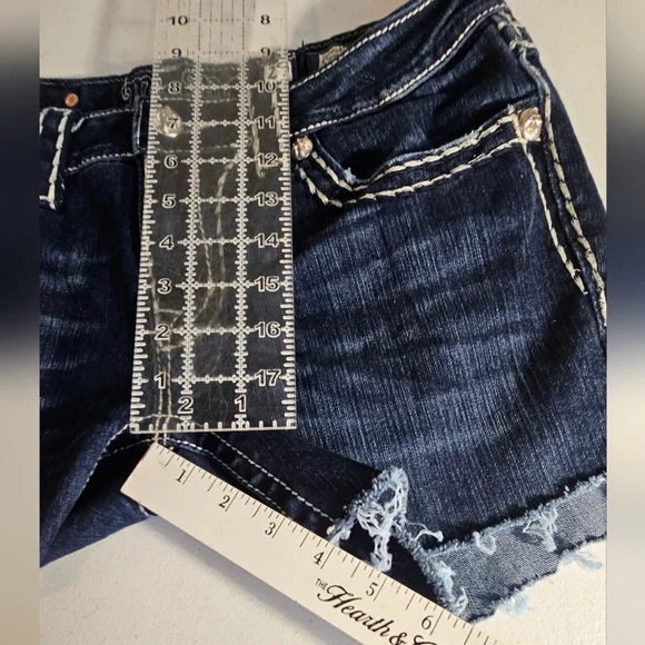 Miss Me Dark Blue Jeans Denim Cut Off's - Picture 8 of 11